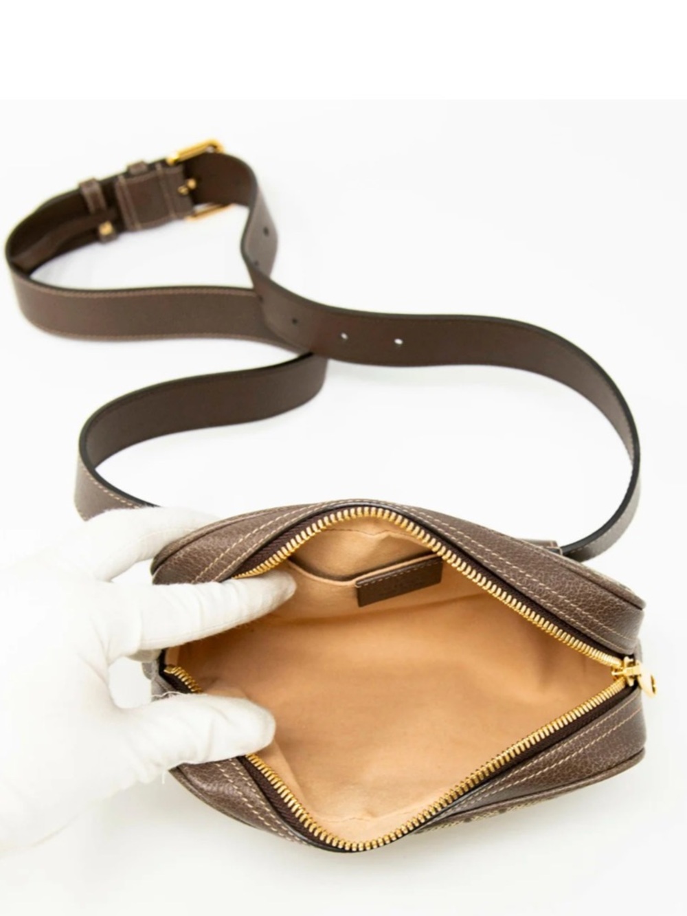 Gucci GG Supreme Canvas Ophidia Small belt Bag - Brown/Tan/Green-Red Stripe - Picture 4 of 15